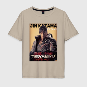 Мужская футболка хлопок Oversize с принтом Tekken 8 Jin Kazama в Петрозаводске, 100% хлопок | свободный крой, круглый ворот, “спинка” длиннее передней части | 