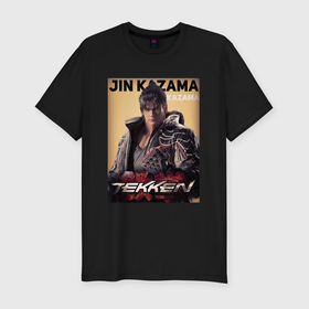 Мужская футболка хлопок Slim с принтом Tekken 8 Jin Kazama , 92% хлопок, 8% лайкра | приталенный силуэт, круглый вырез ворота, длина до линии бедра, короткий рукав | 