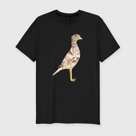 Мужская футболка хлопок Slim с принтом Авдотка птица в стиле Low Poly в Курске, 92% хлопок, 8% лайкра | приталенный силуэт, круглый вырез ворота, длина до линии бедра, короткий рукав | 