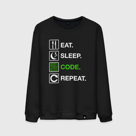Мужской свитшот хлопок с принтом Eat Sleep Code Repeat в Тюмени, 100% хлопок |  | 