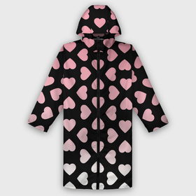 Мужской дождевик 3D с принтом Розовые сердечки на чёрном в Белгороде,  |  | Тематика изображения на принте: 