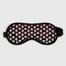 Маска для сна 3D с принтом Розовые сердечки на чёрном в Рязани, внешний слой — 100% полиэфир, внутренний слой — 100% хлопок, между ними — поролон |  | Тематика изображения на принте: 