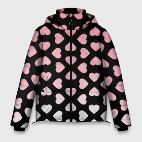 Мужская зимняя куртка 3D с принтом Розовые сердечки на чёрном в Белгороде, верх — 100% полиэстер; подкладка — 100% полиэстер; утеплитель — 100% полиэстер | длина ниже бедра, свободный силуэт Оверсайз. Есть воротник-стойка, отстегивающийся капюшон и ветрозащитная планка. 

Боковые карманы с листочкой на кнопках и внутренний карман на молнии. | Тематика изображения на принте: 