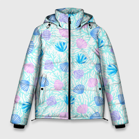 Мужская зимняя куртка 3D с принтом Ракушки и кораллы в Тюмени, верх — 100% полиэстер; подкладка — 100% полиэстер; утеплитель — 100% полиэстер | длина ниже бедра, свободный силуэт Оверсайз. Есть воротник-стойка, отстегивающийся капюшон и ветрозащитная планка. 

Боковые карманы с листочкой на кнопках и внутренний карман на молнии. | 