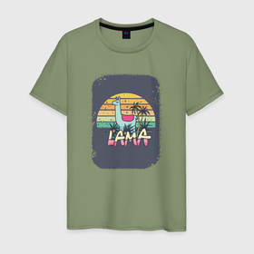 Мужская футболка хлопок с принтом Colorful Llama в Белгороде, 100% хлопок | прямой крой, круглый вырез горловины, длина до линии бедер, слегка спущенное плечо. | 