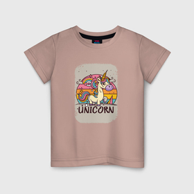 Детская футболка хлопок с принтом Fun unicorn в Петрозаводске, 100% хлопок | круглый вырез горловины, полуприлегающий силуэт, длина до линии бедер | 