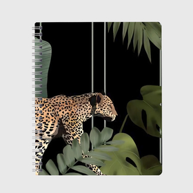 Тетрадь с принтом Леопард властелин джунглей в Курске, 100% бумага | 48 листов, плотность листов — 60 г/м2, плотность картонной обложки — 250 г/м2. Листы скреплены сбоку удобной пружинной спиралью. Уголки страниц и обложки скругленные. Цвет линий — светло-серый
 | 
