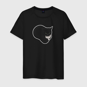 Мужская футболка хлопок с принтом Maxwell cat на черном фоне в Петрозаводске, 100% хлопок | прямой крой, круглый вырез горловины, длина до линии бедер, слегка спущенное плечо. | 