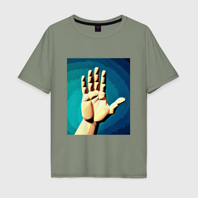 Мужская футболка хлопок Oversize с принтом Приветствие рукой в Курске, 100% хлопок | свободный крой, круглый ворот, “спинка” длиннее передней части | 