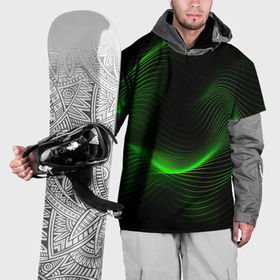 Накидка на куртку 3D с принтом Зеленая абстракция на черном фоне в Тюмени, 100% полиэстер |  | Тематика изображения на принте: 