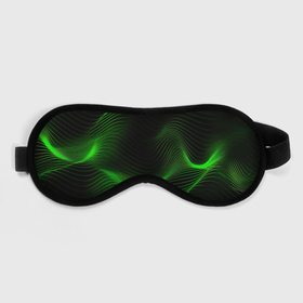 Маска для сна 3D с принтом Зеленая абстракция на черном фоне в Кировске, внешний слой — 100% полиэфир, внутренний слой — 100% хлопок, между ними — поролон |  | 