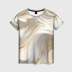 Женская футболка 3D с принтом Бежевая  абстракция в Кировске, 100% полиэфир ( синтетическое хлопкоподобное полотно) | прямой крой, круглый вырез горловины, длина до линии бедер | 