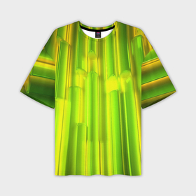 Мужская футболка oversize 3D с принтом Зеленые неоновые полосы в Санкт-Петербурге,  |  | Тематика изображения на принте: 