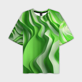 Мужская футболка oversize 3D с принтом Зеленые объемные  полосы в Санкт-Петербурге,  |  | Тематика изображения на принте: 