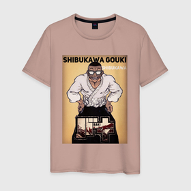 Мужская футболка хлопок с принтом Боец Баки: Сибукава Гоки , 100% хлопок | прямой крой, круглый вырез горловины, длина до линии бедер, слегка спущенное плечо. | 