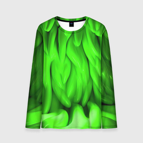 Мужской лонгслив 3D с принтом Зеленая  абстрактная  текстура в Ухте, 100% полиэстер | длинные рукава, круглый вырез горловины, полуприлегающий силуэт | Тематика изображения на принте: 