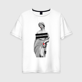 Женская футболка хлопок Oversize с принтом MoMo   Censored в Кировске, 100% хлопок | свободный крой, круглый ворот, спущенный рукав, длина до линии бедер
 | 
