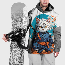 Накидка на куртку 3D с принтом Ninja cat dzhiro в Новосибирске, 100% полиэстер |  | Тематика изображения на принте: 