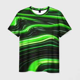 Мужская футболка 3D с принтом Зеленые объемные  элементы , 100% полиэфир | прямой крой, круглый вырез горловины, длина до линии бедер | 