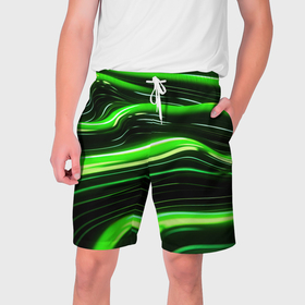 Мужские шорты 3D с принтом Зеленые объемные  элементы в Тюмени,  полиэстер 100% | прямой крой, два кармана без застежек по бокам. Мягкая трикотажная резинка на поясе, внутри которой широкие завязки. Длина чуть выше колен | 