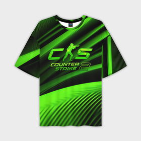 Мужская футболка oversize 3D с принтом CS2 Counter strike  green logo в Белгороде,  |  | 