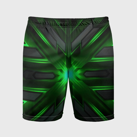 Мужские шорты спортивные с принтом Зеленый свет в абстракции в Курске,  |  | 