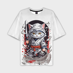 Мужская футболка oversize 3D с принтом Ninja cat ichiro в Курске,  |  | Тематика изображения на принте: 