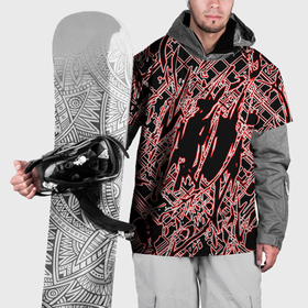 Накидка на куртку 3D с принтом Кибернетическая клякса красная в Новосибирске, 100% полиэстер |  | 