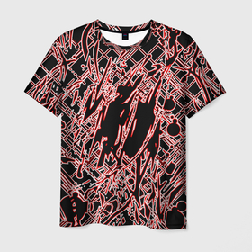 Мужская футболка 3D с принтом Кибернетическая клякса красная в Кировске, 100% полиэфир | прямой крой, круглый вырез горловины, длина до линии бедер | Тематика изображения на принте: 