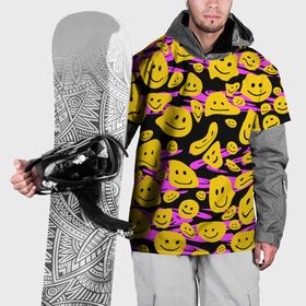 Накидка на куртку 3D с принтом Растекшийся смайл на пиксельном фоне в Курске, 100% полиэстер |  | 