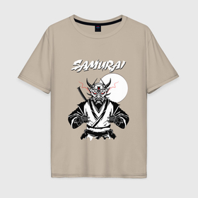 Мужская футболка хлопок Oversize с принтом Самурай киг в Белгороде, 100% хлопок | свободный крой, круглый ворот, “спинка” длиннее передней части | 