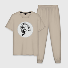 Мужская пижама хлопок с принтом Нейросеть   Мэрилин Монро рисунок в Курске, 100% хлопок | брюки и футболка прямого кроя, без карманов, на брюках мягкая резинка на поясе и по низу штанин
 | 