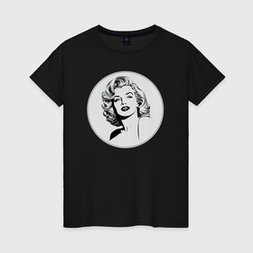 Женская футболка хлопок с принтом Нейросеть   Мэрилин Монро рисунок в Кировске, 100% хлопок | прямой крой, круглый вырез горловины, длина до линии бедер, слегка спущенное плечо | 