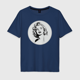 Мужская футболка хлопок Oversize с принтом Нейросеть   Мэрилин Монро рисунок в Курске, 100% хлопок | свободный крой, круглый ворот, “спинка” длиннее передней части | 