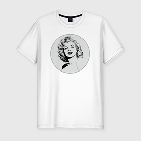Мужская футболка хлопок Slim с принтом Нейросеть   Мэрилин Монро рисунок в Курске, 92% хлопок, 8% лайкра | приталенный силуэт, круглый вырез ворота, длина до линии бедра, короткий рукав | 