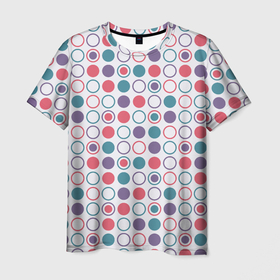 Мужская футболка 3D с принтом Цветные упорядоченные круги , 100% полиэфир | прямой крой, круглый вырез горловины, длина до линии бедер | 