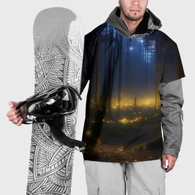 Накидка на куртку 3D с принтом Мистический светящийся лес в Белгороде, 100% полиэстер |  | 