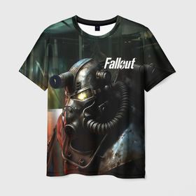 Мужская футболка 3D с принтом Fallout dark style , 100% полиэфир | прямой крой, круглый вырез горловины, длина до линии бедер | 