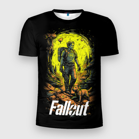 Мужская футболка 3D Slim с принтом Fallout poster в Белгороде, 100% полиэстер с улучшенными характеристиками | приталенный силуэт, круглая горловина, широкие плечи, сужается к линии бедра | Тематика изображения на принте: 