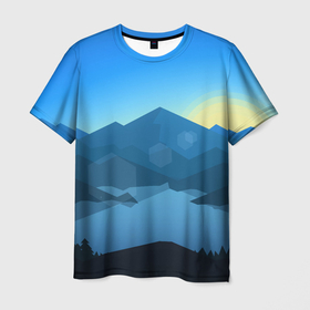 Мужская футболка 3D с принтом Вид на природу и горы в Курске, 100% полиэфир | прямой крой, круглый вырез горловины, длина до линии бедер | 