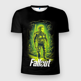 Мужская футболка 3D Slim с принтом Fallout game poster style в Белгороде, 100% полиэстер с улучшенными характеристиками | приталенный силуэт, круглая горловина, широкие плечи, сужается к линии бедра | 