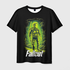 Мужская футболка 3D с принтом Fallout game poster style в Курске, 100% полиэфир | прямой крой, круглый вырез горловины, длина до линии бедер | 