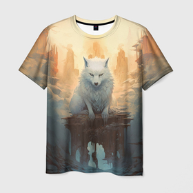 Мужская футболка 3D с принтом Великий волк Сиф в Курске, 100% полиэфир | прямой крой, круглый вырез горловины, длина до линии бедер | 