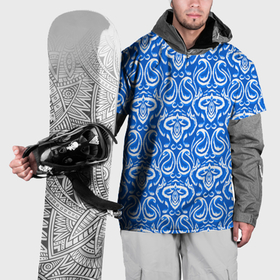 Накидка на куртку 3D с принтом Синий этнический орнамент в Петрозаводске, 100% полиэстер |  | 