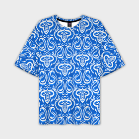 Мужская футболка oversize 3D с принтом Синий этнический орнамент в Петрозаводске,  |  | 
