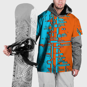 Накидка на куртку 3D с принтом Кибер глитч морозный апельсин , 100% полиэстер |  | 