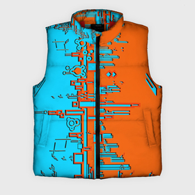 Мужской жилет утепленный 3D с принтом Кибер глитч морозный апельсин ,  |  | 