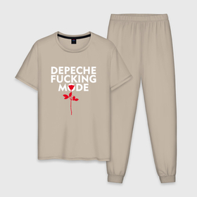Мужская пижама хлопок с принтом Depeche Mode   Rose mode в Санкт-Петербурге, 100% хлопок | брюки и футболка прямого кроя, без карманов, на брюках мягкая резинка на поясе и по низу штанин
 | 