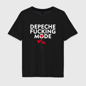 Мужская футболка хлопок Oversize с принтом Depeche Mode   Rose mode в Курске, 100% хлопок | свободный крой, круглый ворот, “спинка” длиннее передней части | 