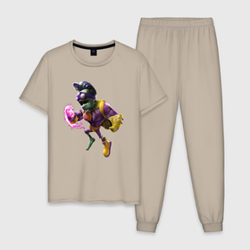Мужская пижама хлопок с принтом Зомби супергерой , 100% хлопок | брюки и футболка прямого кроя, без карманов, на брюках мягкая резинка на поясе и по низу штанин
 | 